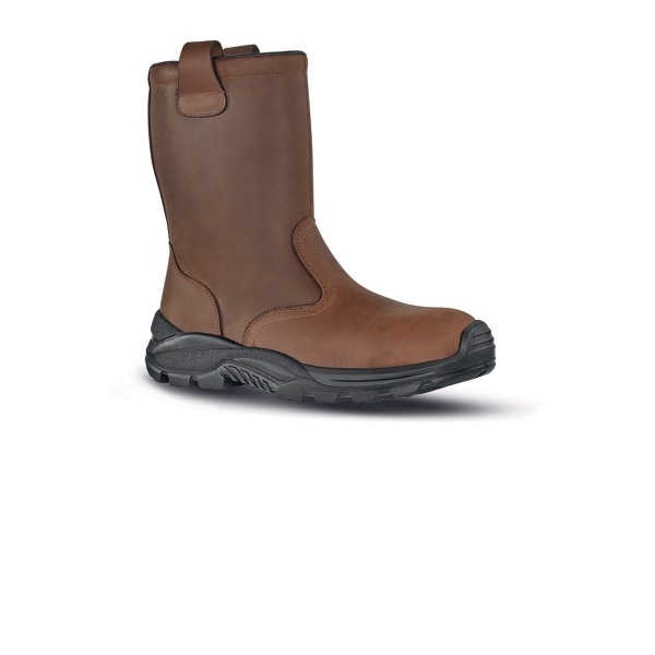 Upower Nordic Plus L Calzado de Seguridad - Talla 44 - Empeine Piel Pull-Up Engrasado Hidrofugo, Puntal Composite, Antiperforacion, Hoja Acero Ergonomico, Antideslizante, Proteccion S3 CI FO SR - Color Marron