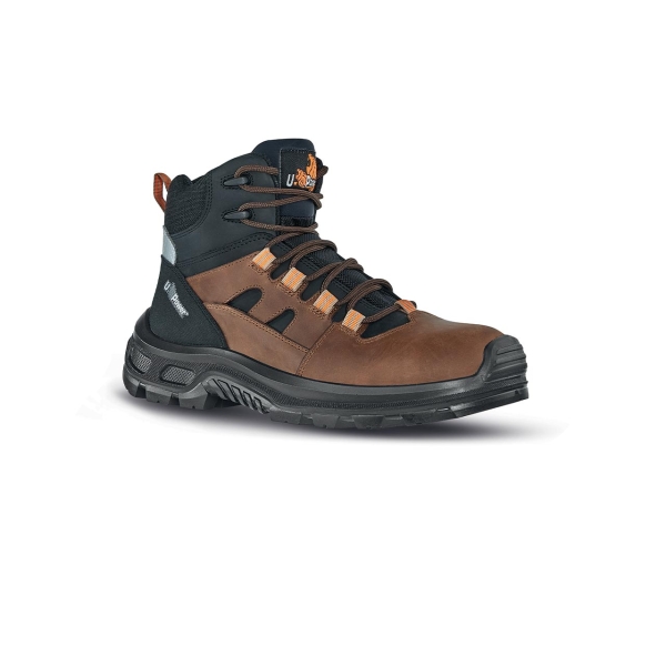 Upower Jazz S Calzado de Seguridad Botines - Talla 46 - Empeine Piel Pull-Up Engrasado, Hidrofugo, Puntal Composite, Antiperforacion, Suela Antideslizante, Proteccion S3S FO SR - Color Marron