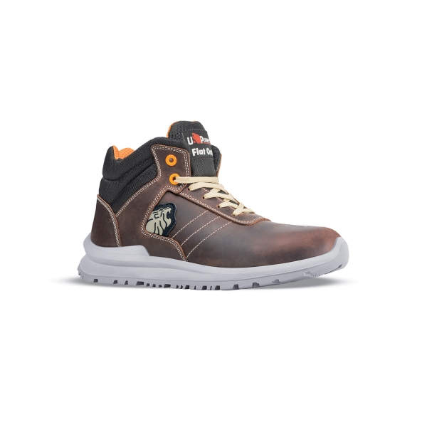 Upower Ken S Calzado de Seguridad Altos - Talla 43 - Cuero Pull-Up Hidrofugo, Puntal de Aluminio, Anti-Pinchazos, Suela Antideslizante, Proteccion S3S FO SR - Color Marron