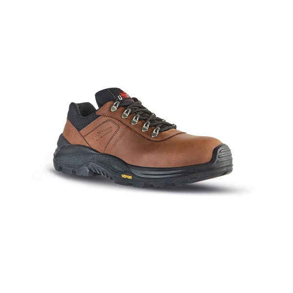 Upower Jump S Calzado de Seguridad Bajos - Talla 41 - Empeine Piel Pull-Up Engrasado Hidrofugo, Puntal Composite, Antiperforacion, Transpirables, Suela Antideslizante PU/VIBRAM, Proteccion S3S CI HI HRO FO SR - Color Marron
