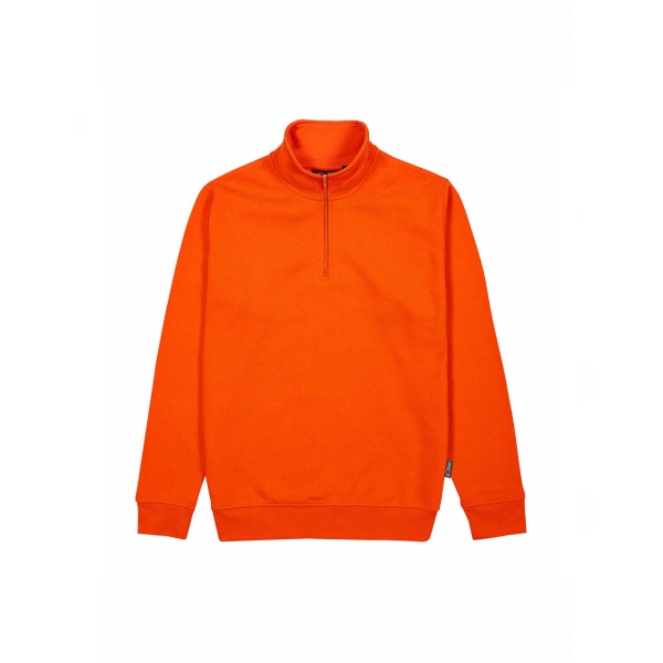 Upower Tautra Sudadera de Trabajo Confortable y Duradera - Talla L - Polialgodon Perchado, Media Cremallera, Cuello Ajustable, Detalles en Canale Elastico, Proteccion DPI1 - Color Naranja
