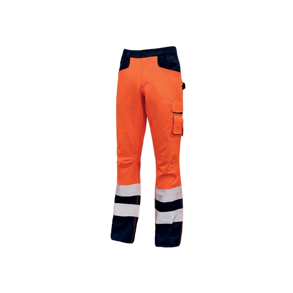 Upower Radiant Pantalon con Forro de Franela - Talla S - Multiples Bolsillos, Eslinga de Martillo, Rodillas Preformadas, Detalles Reflectantes, Proteccion DPI2 - Color Naranja Fluorescente