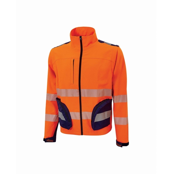 Upower Bea Cazadora de Trabajo Alta Visibilidad - Talla 3XL - Mangas Separables, Bolsillos Funcionales, Bandas Reflectantes Termoselladas, Ajuste con Velcro, Proteccion DPI2 - Color Naranja Fluorescente