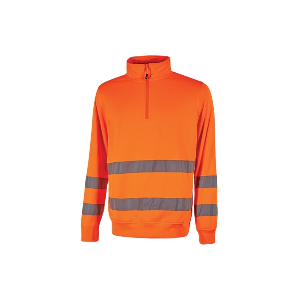 Upower Felis Sudadera de Trabajo con Aislamiento Termico - Talla 4XL - Bandas Reflectantes, Media Cremallera, Mangas a Giro, Costuras Reforzadas, Alta Durabilidad - Color Naranja Fluorescente