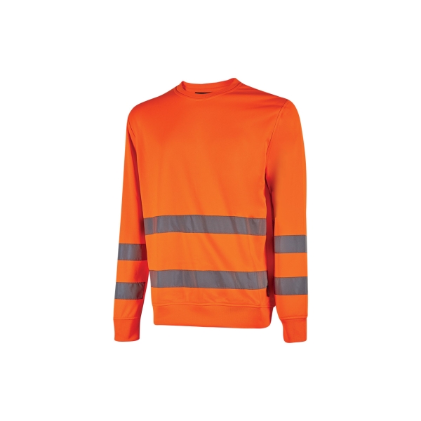 Upower Chara Sudadera de Trabajo - Talla XL - Alta Visibilidad, Bandas Reflectantes, Poliester Perchado, Ajuste Comodo, Resistente a Multiples Lavados, Seguridad Mejorada - Color Naranja Fluorescente