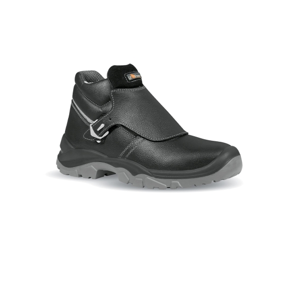 Upower Crocodile L Calzado de Seguridad Altos - Talla 47 - Empeine Cuero Hidrofugo, Puntal Acero, Antiperforacion, Suela Antideslizante, Lamina Acero Ergonomica, Proteccion S3 FO SR - Color Negro