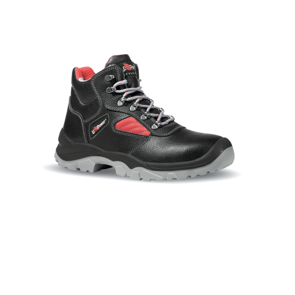 Upower Mayon L Calzado de Seguridad Altos - Talla 39 - Empeine Cuero Hidrofugo, Puntal Acero, Antiperforacion, Suela Antideslizante, Lamina Acero Ergonomica, Proteccion S3 FO SR - Color Negro