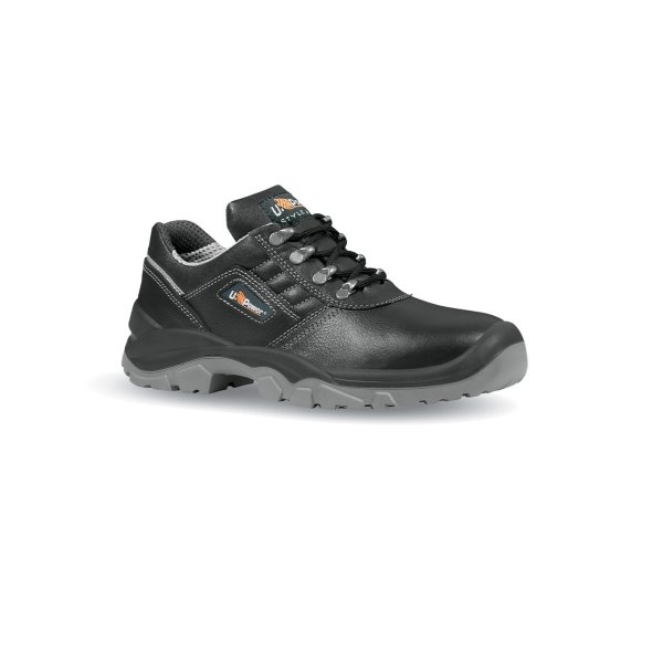 Upower Tongue L Calzado de Seguridad Bajos - Talla 41 - Empeine Cuero Hidrofugo, Puntal Acero, Antiperforacion, Antideslizante, Lamina Acero Ergonomica, Suela PU/PU, Proteccion S3 FO SR - Color Negro