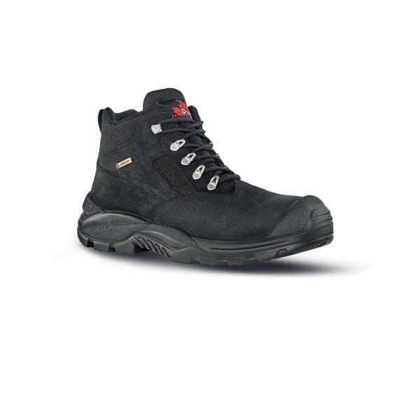 Upower Dude GTX S Botines de Seguridad - Talla 46 - Impermeables y Transpirables, Empeine en Piel Nubuck Natural, Puntal Composite, Antiperforacion, Suela Antideslizante PU/PU, Proteccion S7S CI FO SR - Color Negro