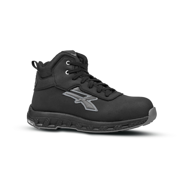 Upower Phoenix ESD Calzado de Seguridad Alto - Talla 45 - Hidrofugo, Resistente al Desgaste, Puntera Fibertoe, Plantilla Antiperforacion Ultraligera, Suela EVA, Proteccion S3S CI HI HRO FO SR - Color Negro
