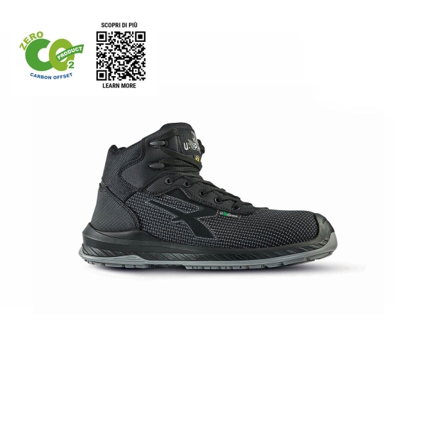 Upower Land UK S ESD Calzado de Trabajo Carbon Neutral - Talla 47 - Seguridad S3S CI FO SR, Puntera AirToe Composite, Antideslizante, Antiestatica, Resistente al Aceite - Color Negro