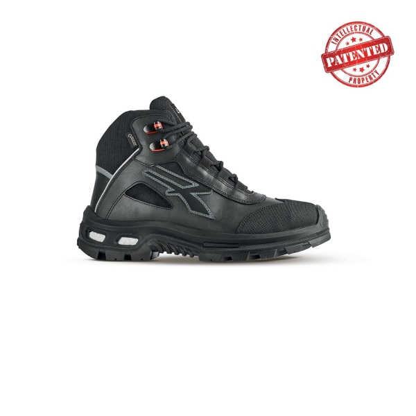 Upower Fixed S Zapato de Seguridad Alto - Talla 40 - Cuero de Grano Suave, Puntera Antiabrasion, Repelente al Agua, Forro Gore-Tex, Proteccion S7S CI FO SR - Color Negro