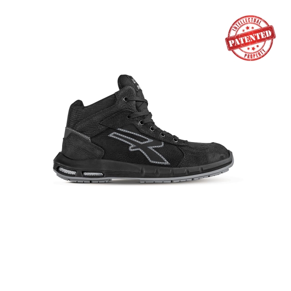 Upower Nek Plus S ESD Calzado de Seguridad Altos - Talla 43 - Cuero Nubuck, Puntera de Aluminio, Hidrofugos, Antiarrugas, Antideslizantes, Suela PU/PU High Rebound, Proteccion S3S CI FO SR - Color Negro