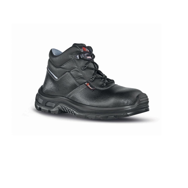 Upower Jena RS S Calzado de Seguridad Botines - Talla 44 - Empeine Piel Hidrofugo, Inserciones Mesh Transpirable, Puntal AirToe Composite, Antiperforacion, Antideslizante, Suela Resistente, Proteccion S3S FO SR - Color Negro