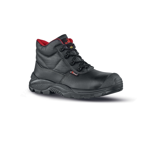 Upower Squirrel S Zapato Alto de Seguridad - Talla 35 - Empeine Piel Flor, Hidrofugo, Puntal AirToe Composite, Antiperforacion, Suela Antideslizante PU/PU, Proteccion S3S FO SR - Color Negro
