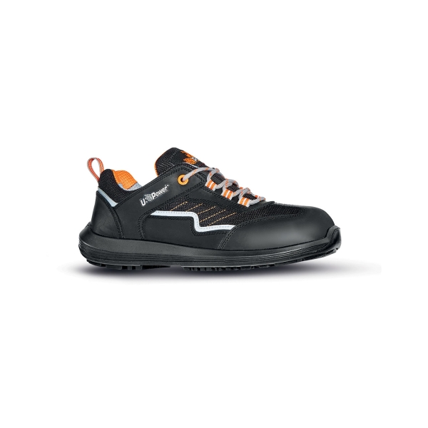 Upower Miami S Calzado de Seguridad Bajos - Talla 41 - Ligeros, Empeine en Piel Pull-Up, Transpirables, Puntal AirToe Composite, Antiperforacion, Antideslizante, Suela PU/PU, Proteccion S1PS FO SR - Color Negro