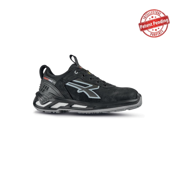 Upower Rush S ESD Calzado de Seguridad Bajos - Talla 36 - Piel Nobuck Hidrorepelente, Collarin Lycra, Escudo Anti-Impactos, Puntera Aluminio, Suela Antideslizante, Proteccion S3S CI FO SR - Color Negro