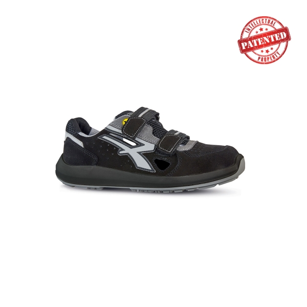 Upower Trix S ESD Calzado de Seguridad Bajos - Talla 42 - Gamuza Perforada, Puntera de Aluminio, Antideslizante, Antiarrugas, Suela PU/PU High Rebound, Proteccion S1PS FO SR - Color Negro