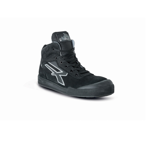 Upower Andy S ESD Calzado de Seguridad Altos - Talla 42 - Piel Nabuk Hidrofuga, Transpirables, Suela Antideslizante PU/PU, Punta AirToe Aluminio, Antiperforacion - Color Negro