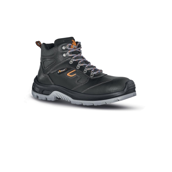 Upower Premiere L Botines de Seguridad - Talla 43 - Empeine Piel Hidrofuga, Inserciones Transpirables, Puntal Composite, Antiperforacion, Antideslizante, Proteccion S3 FO SR - Color Negro