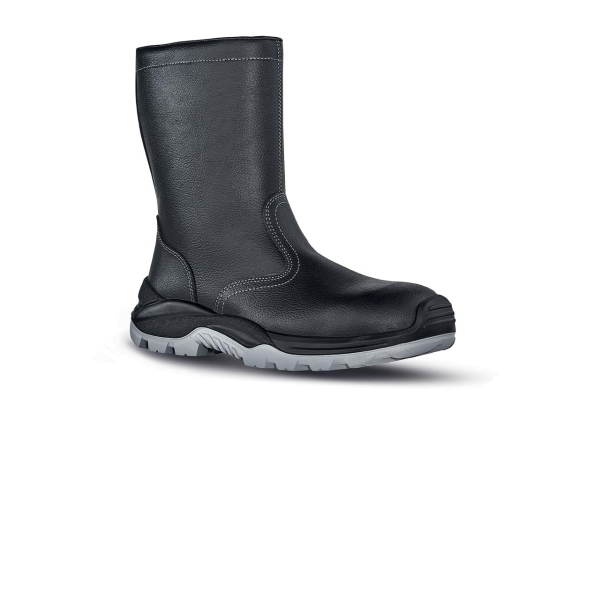 Upower Taiga L Botines de Seguridad - Talla 39 - Empeine Piel Hidrofugo, Cremallera Lateral, Puntal Composite, Antiperforacion, Antideslizante, Suela Doble Densidad, Proteccion S3 CI FO SR - Color Negro