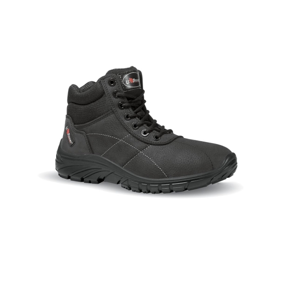 Upower Sting Grip Calzado de Seguridad Botines - Talla 38 - Piel Nubuck Hidrofugo, Antiestatico, Resistente a Hidrocarburos, Antideslizante, Suela PU/PU, Proteccion 02 FO SR - Color Negro