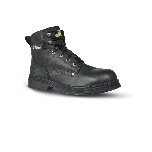 Upower Track L Botines de Seguridad - Talla 40 - Empeine Piel Hidrofugo, Puntal Composite, Antiperforacion Acero Inoxidable, Transpirables, Suela Antideslizante PU/PU, Proteccion S3 FO SR - Color Negro