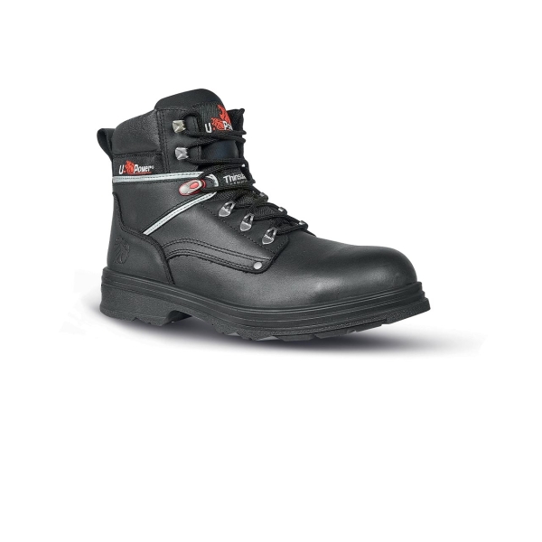 Upower Performance S Botines de Seguridad - Talla 43 - Empeine Piel Hidrofugo, Puntal Composite, Antiperforacion, Suela Antideslizante, Transpirable, Aislamiento Thinsulate, Proteccion S3S CI FO SR - Color Negro