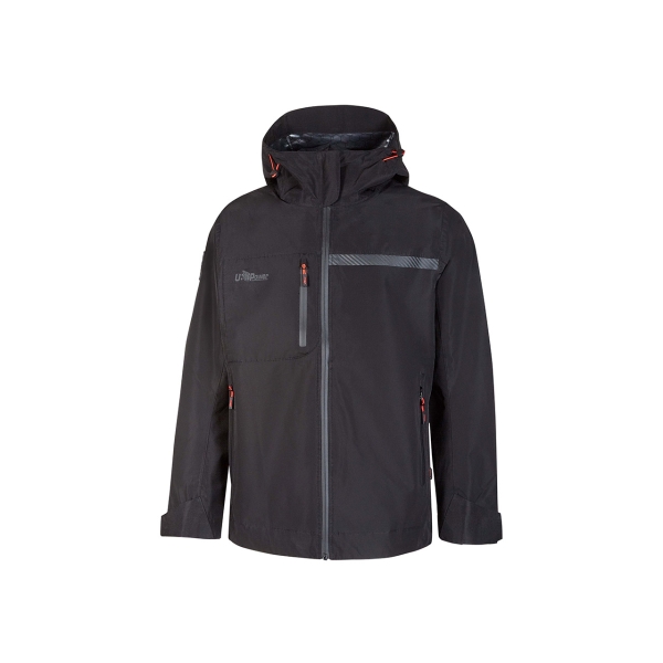 Upower Tutendo Chubasquero Impermeable Transpirable - Talla 2XL - Impresion Interna Grafeno, Termorregulador, Bacteriostatico, Costuras Termoselladas, Capucha y Puños Regulables, Elementos Reflectantes - Color Negro