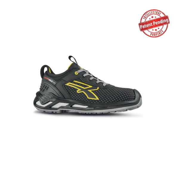 Upower Sven S ESD Calzado de Seguridad Bajos - Talla 37 - Resistencia a la Abrasion, Impermeables, Transpirables, Puntera de Aluminio, Suela Antideslizante, Proteccion S3S CI FO SR - Color Negro Amarillo