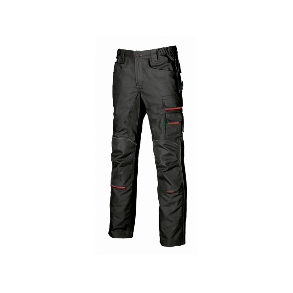 Upower Free Pantalon Multifuncional - Talla 52 - Multiples Bolsillos, Cierre de Seguridad, Refuerzo y Costura Triple, Detalles Reflectantes, Proteccion DPI1 - Color Negro Carbon