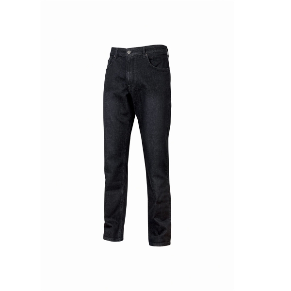 Upower Romeo Vaqueros de Trabajo Elasticos - Talla 36 - Comodidad Prolongada, Multibolsillos, Ajuste Slim Fit, Proteccion DPI1 - Color Negro Carbon
