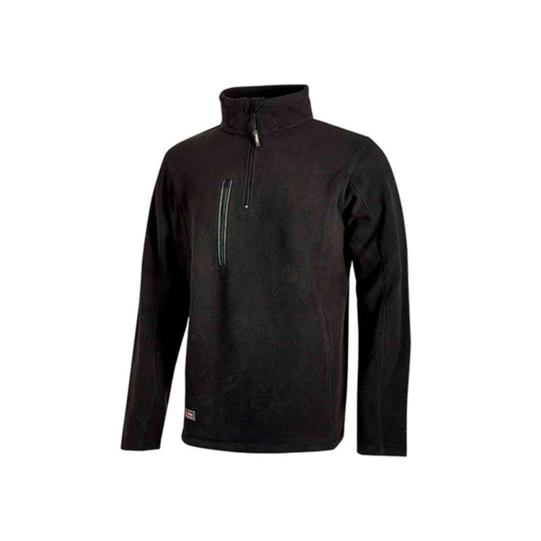 Upower Bering Sudadera de Trabajo con Medio Cremallera - Talla S - Durabilidad y Confort, Proteccion DPI1, Material 100% Poliester - Color Negro Carbon