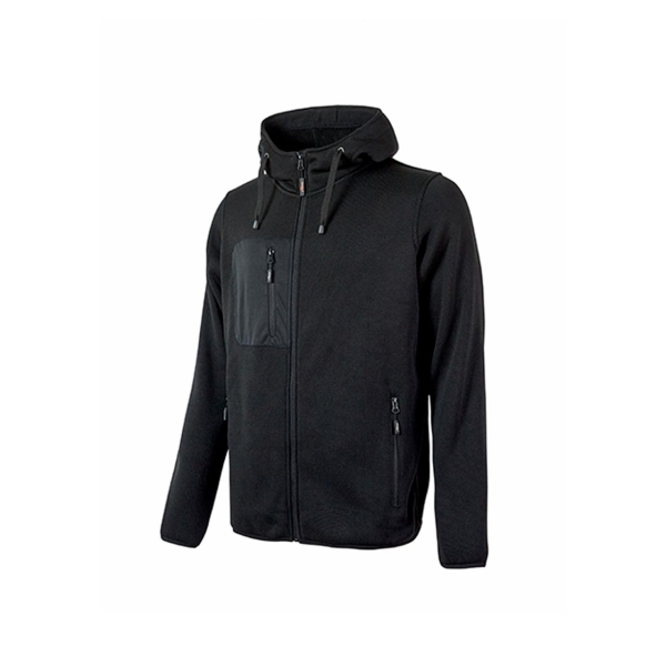 Upower Rainbow Sudadera de Alta Calidad - Talla L - Interior de Forro Polar, Cuello Alto, Cremallera Central, Capuchon Ajustable, Bolsillos con Cremallera, Proteccion DPI1 - Color Negro Carbon