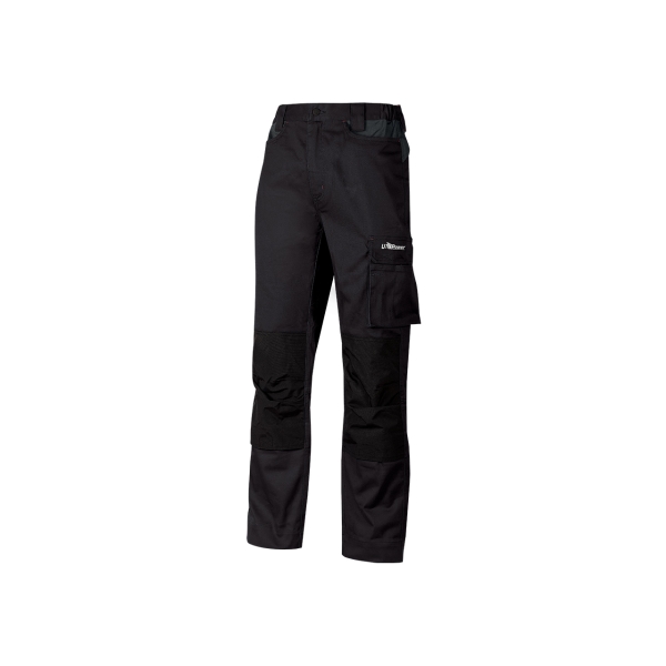 Upower Mallorca Pantalon de Trabajo Ergonomico - Talla 4XL - Algodon Elastico, Cintura Elastica, Multiples Bolsillos, Refuerzos Estrategicos, Cinta Reflectante, Triple Costura - Color Negro Carbon