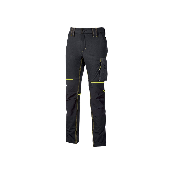 Upower World Pantalon Stretch Resistente - Talla 4XL - Transpirable, Secado Rapido, Bolsillos Multiples, Ajuste Retractil, Detalles Reflectantes, Proteccion DPI1, Costuras Triples, Slim Fit - Color Negro Carbon