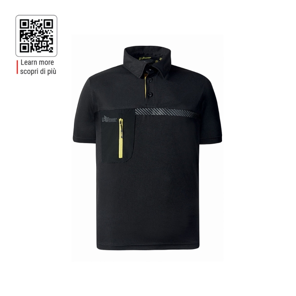 Upower Libra Polo Hombre Termorregulador - Talla 3XL - Tecnologia HeiQ Smart Temp, Tratamiento Antimicrobiano, Bolsillo con Cremallera, Elementos Reflectantes, Proteccion DPI1 - Color Negro Carbon