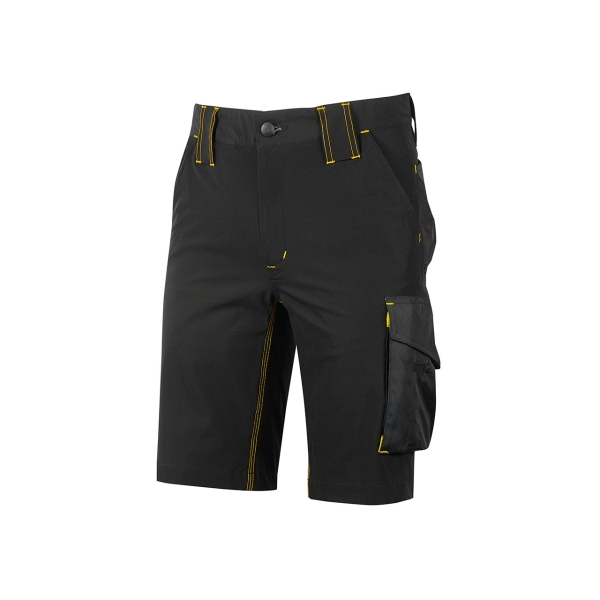 Upower Mercury Lady Pantalon Corto Elastico - Talla 2XL - Repelente al Agua, Alta Transpirabilidad, Secado Rapido, Multiples Bolsillos, Cintura Ajustable, Proteccion DPI1, Slim Fit - Color Negro Carbon