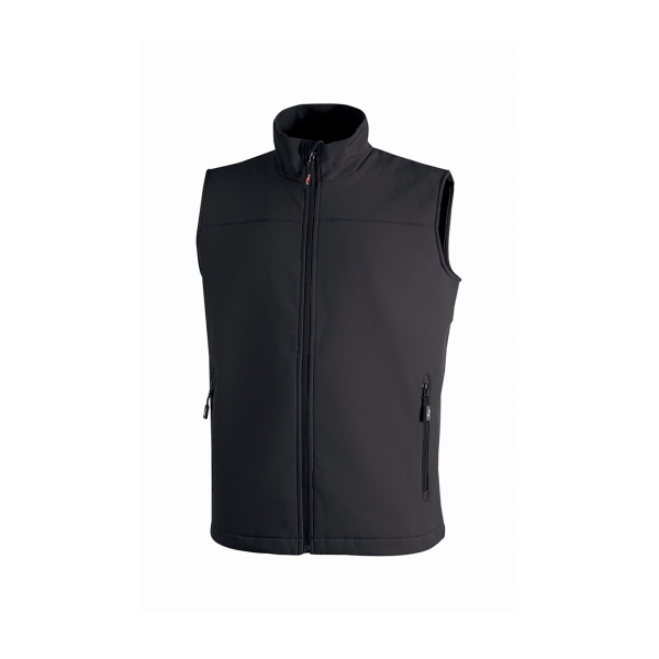 Upower Dublino Chaleco de Trabajo Soft Shell - Talla M - Transpirable, Antiviento, Repelente al Agua, Multibolsillos con Cremallera, Ajuste Personalizado con Cordon - Color Negro Carbon