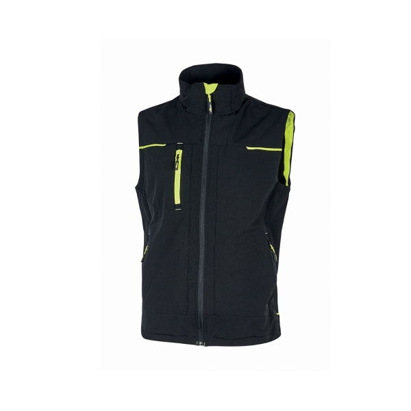 Upower Saturn Chaleco de Tela Resistente - Talla 3XL - Suave, Repelente al Agua, Transpirable, Secado Rapido, Bolsillo para Celular, Detalles Reflectantes, Proteccion DPI1 - Color Negro Carbon