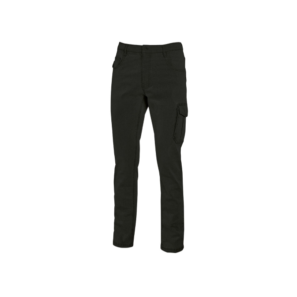 Upower Jam Pantalon Vaquero Elastico - Talla XL - Ajuste Slim Fit, 5 Bolsillos, Bolsillo Lateral Grande, Proteccion DPI1 - Color Negro Carbon