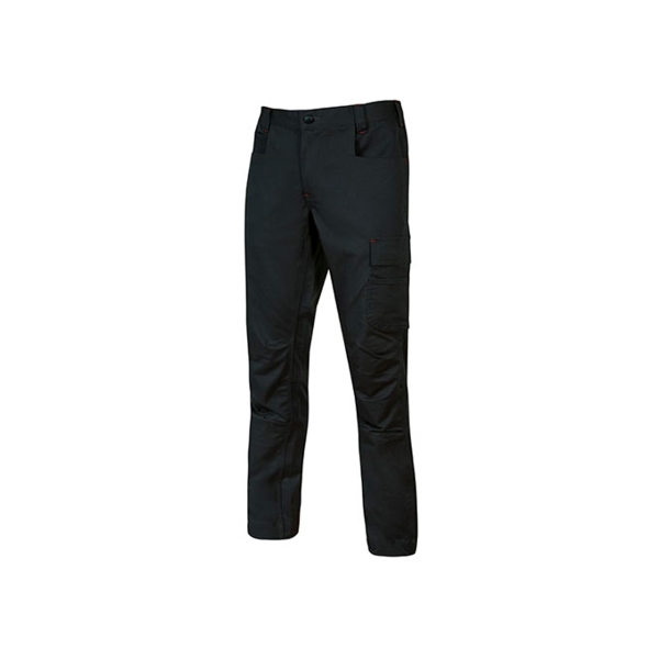 Upower Bravo Top Pantalon CVC Stretch - Talla L - Bolsillos Multifuncionales, Cierre Velcro, Martillo en Cintura, Triple Costura, Ajuste Slim-Fit, Proteccion DPI1 - Color Negro Carbon