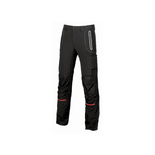Upower Pit Pantalon Soft Shell - Talla 60 - Confort Maximo, Waterproof, Insertos Reflectantes, Antiabrasion, Multiples Bolsillos, Rodilleras Ergonomicas, Proteccion DPI1 - Color Negro Carbon