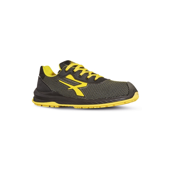 Upower Bogota S Calzado de Seguridad Resistentes - Talla 42 - Transpirables, Hidrofugos, Antiperforacion, Puntera Airtoe Composite, Suela Antideslizante, Proteccion Contra Frio, Plantilla Antifatiga - Color Negro/Amarillo