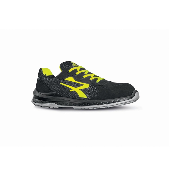 Upower Marsiglia S ESD Calzado de Seguridad Ligero - Talla 47 - Nylon Ultrabreathable, Suela Antideslizante Resistente al Aceite, Puntera Airtoe Composite, Proteccion S1PS FO SR - Color Negro/Amarillo