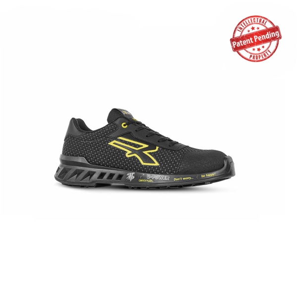 Upower Matt S ESD Calzado de Trabajo y Seguridad - Talla 42 - Puntera AirToe Aluminium, Suela Antideslizante y Antiabrasion, Plantilla Antiperforacion, Proteccion Contra el Frio - Color Negro/Amarillo