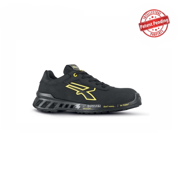 Upower Bart S ESD Calzado de Seguridad Ultraligero - Talla 48 - Empeine Hidrorrepelente, Puntera AirToe Aluminium, Suela Antideslizante, Plantilla Antiperforante, Proteccion CI - Color Negro/Amarillo