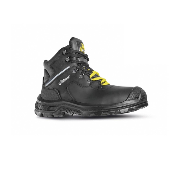 Upower Thanos S ESD Calzado de Seguridad Antiestaticos e Hidrofugos - Talla 42 - Puntera AirToe Composite, Sistema Antiperforacion, Suela Antideslizante, Forro Transpirable - Color Negro/Amarlllo