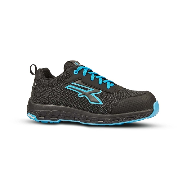 Upower Stinger ESD Calzado de Seguridad - Talla 35 - Durabilidad y Comodidad, Suela EVA con Agarre, Hidrofugo, Resistente a la Abrasion, Puntera Fibertoe, Plantilla Antiperforacion, Proteccion S3S CI HI HRO FO SR - Color Negro/Azul