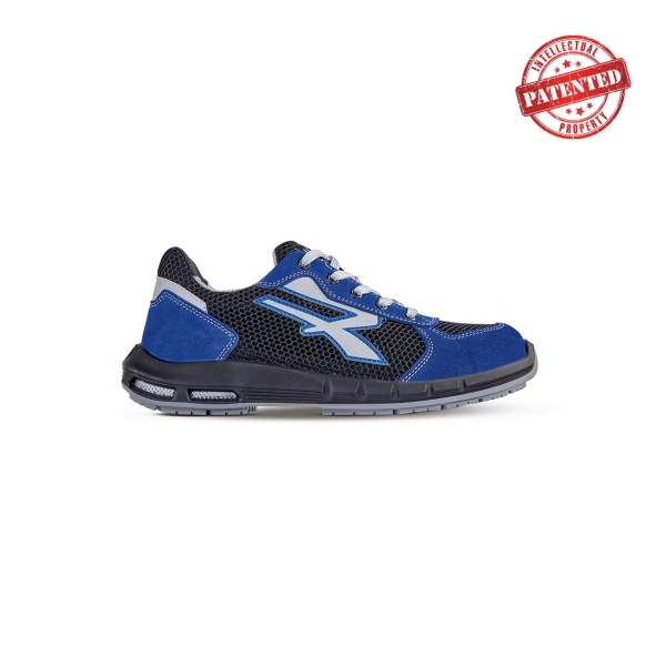 Upower Sky Plus S ESD Calzado de Seguridad Bajos - Talla 36 - Comodidad y Ligereza, Parte Superior de Nailon y Gamuza, Puntera de Aluminio, Antiarrugas, Antideslizante, Proteccion S1PS FO SR - Color Negro/Azul